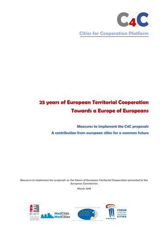 A cooperación territorial europea e a política de cohesión:  Medidas para concretar as propostas en defensa da política europea de cohesión