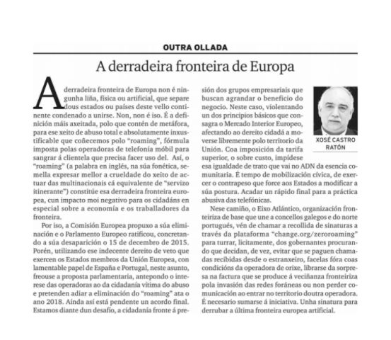 A derradeira fronteira de Europa por Xosé Castro Ratón