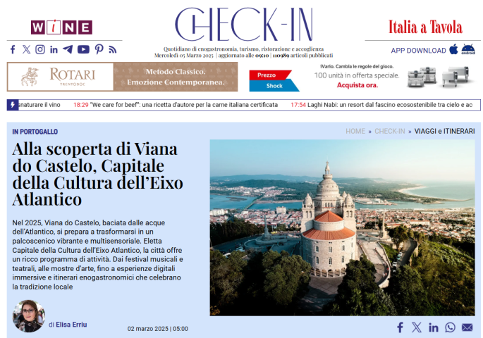 Viana do Castelo, Capital de la Cultura del Eixo Atlántico, en la revista italiana Italia a Tavola