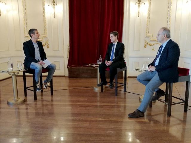 Ricardo Rio e Xosé Bugallo no programa de televisión sobre a eurorrexión